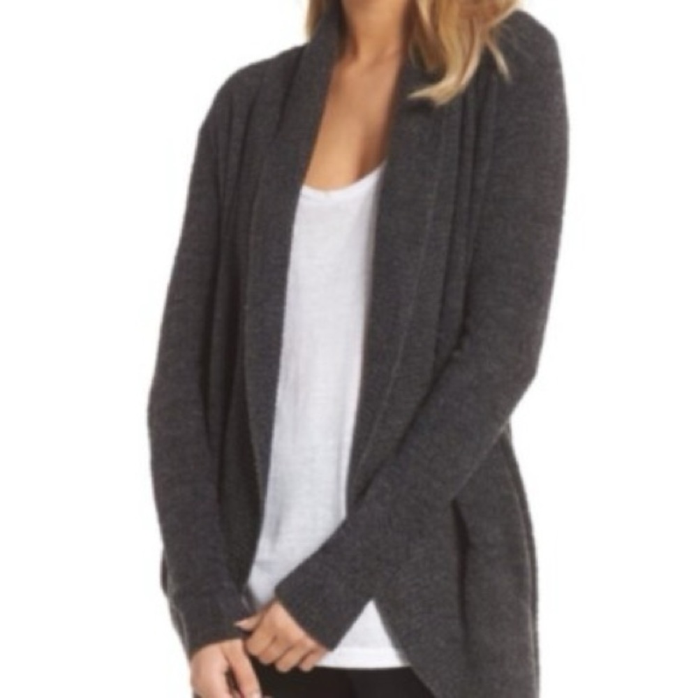 Barefoot Dreams Cozy Chic Lite Charcoal Gray Cocoon Cardigan